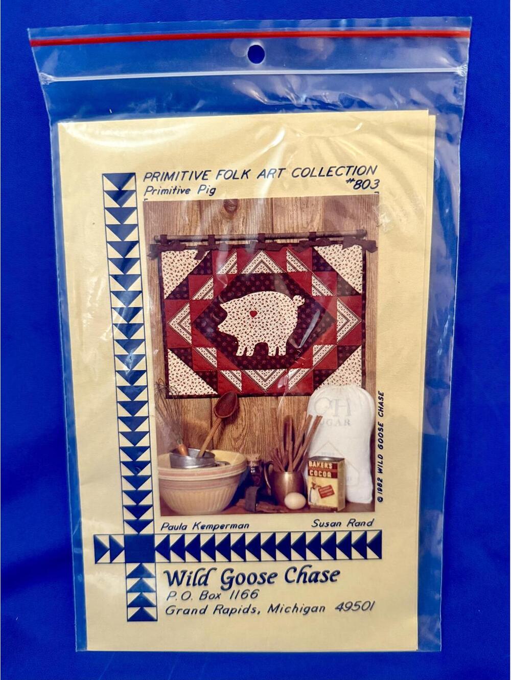 Vtg Primitive Pig Wall-Hanging Pattern from Wild Goose Chase Folk Art Collection